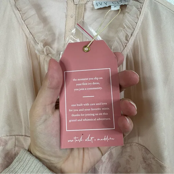 Ivy City Co NWT‎ Last Songbird Pink Fairy Whimsical Modest Midi Dress Medium - Image 11