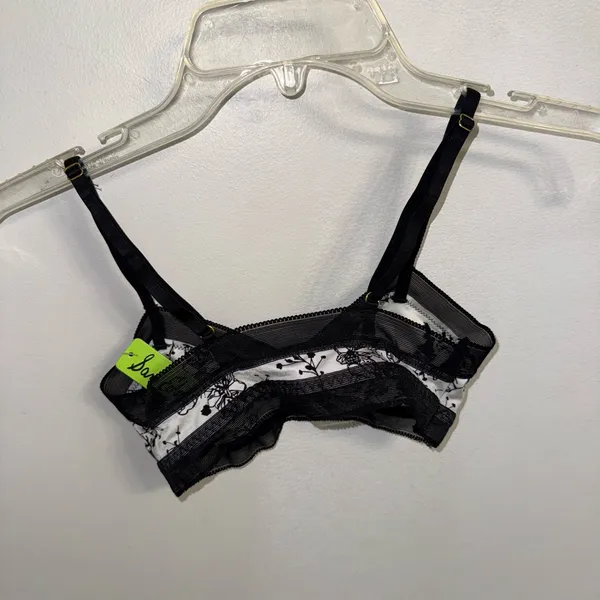NWT $20 Sam Edelman Black & White Floral Mesh Pullover Microfiber Bralette S - Image 3