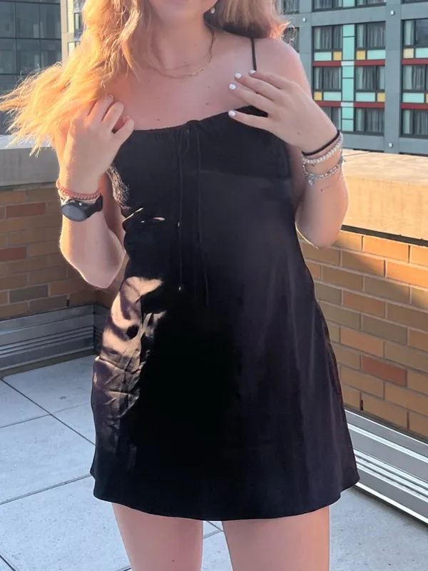 Urban outfitters black silk slip mini dress - Image 3
