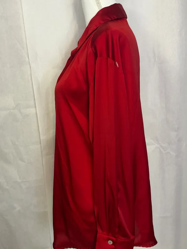 Zara Red Satin Button-Down Blouse - Image 5