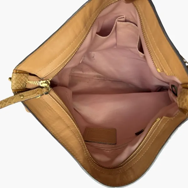 Coach Colette Leather Hobo Bag Tan Python Trim Slouchy Shoulder Bag 16418 - Image 5