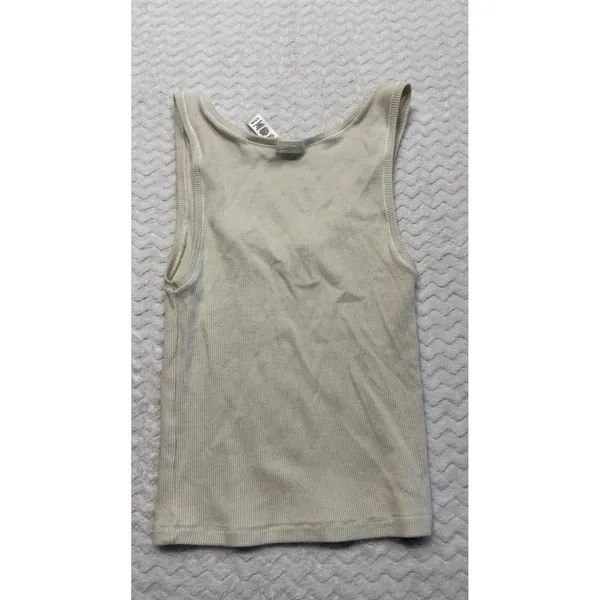 Skims Cotton Rib Tank Bone Off White Scoop Neck Sleeveless Ribbed Top Small - Image 3