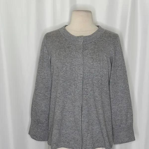 AQUA Silk Cashmere Cardigan Sweater Snap Front 3/4 Sleeve Knitwear Large - Image 3
