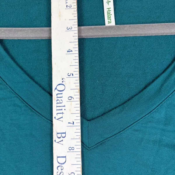 Halara Teal Green‎ V-Neck Long Sleeve Wide Waistband French Terry Top Size MED - Image 4
