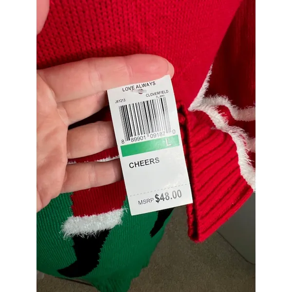 Love Always Cheers Christmas sweater NWT - Image 3