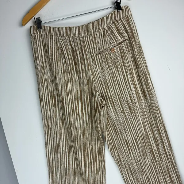 Free People Marta Yarn Dye Trouser Pants Sz 4 Stripe Wide Leg Cotton - Image 14