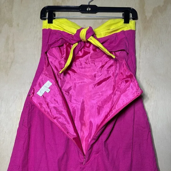 Britt Ryan Strapless Dress Pink And‎ Yellow Size 6 Colorful - Image 6