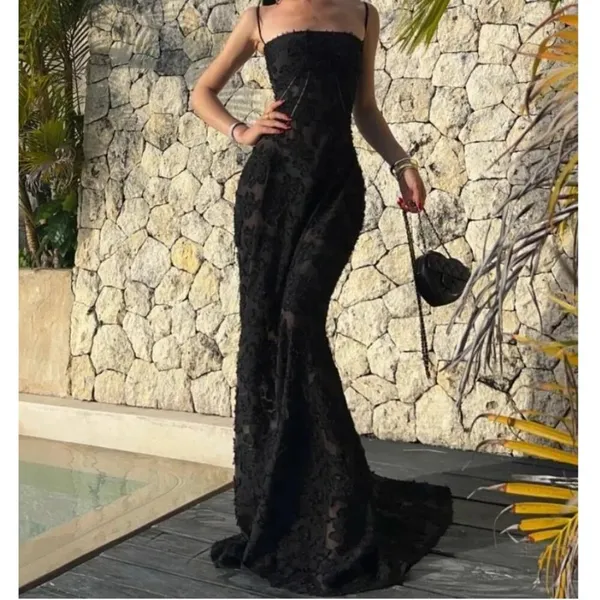 House of CB ‘Seren’ Black Floral Lace Back Maxi Dress NWOT size‎ M regular A-C - Image 4