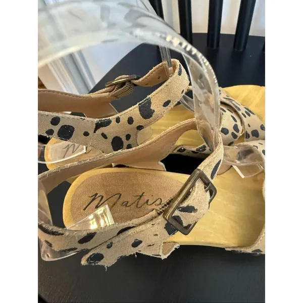 Matisse leather leopard animal print heeled clog sandal 6 - Image 8