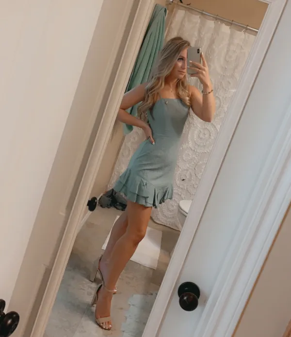 Selfie Leslie Sarah Kay Double Bow Party Dress Sage - Image 6
