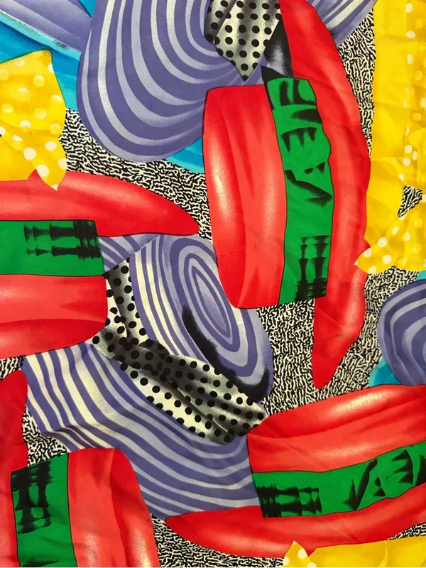 Vibrant Multicolor Hat Print Silk Scarf - Image 2