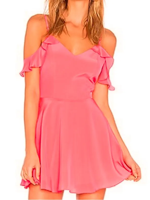 EUC Amanda Uprichard Silk Tate Dress Fluro Pink Size XS - Image 3