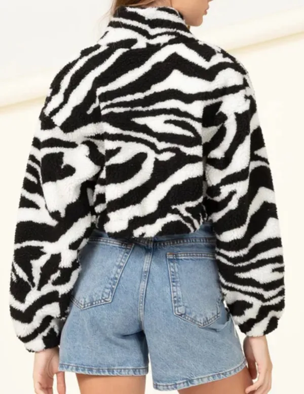 Zebra Print Cropped Jacket Multiple Size XS - Image 4
