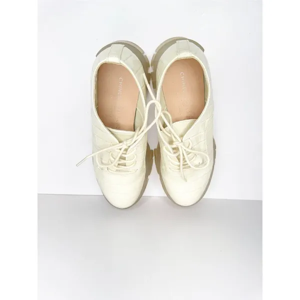 Chinese Laundry Jesty Oxfords Size 7 Cream Croc Embossed Chunky Platform‎ Shoes - Image 7