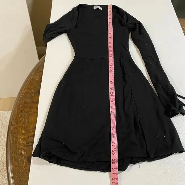Oh Polly Black Long Sleeve Skater Mini Dress US 0 Coquette Party - Image 6