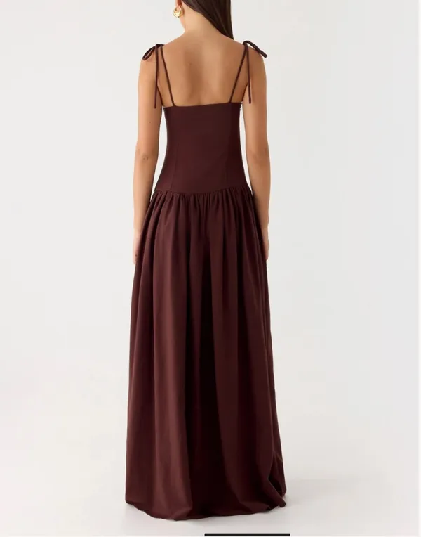NWOT Peppermayo Giovanna Linen Maxi Dress - Chocolate Drizzle Size S - Image 2