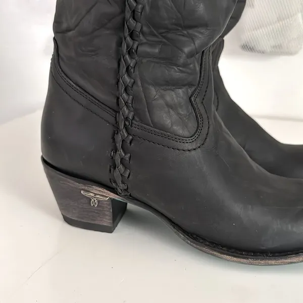 Lane Women's Plain Jane Charcoal Tall Western Boots EUC - Image 2