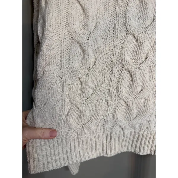 Free People Washed Cable V-Neck Knit Sweater Cream XL NWT Quiet‎ Luxury - Image 6