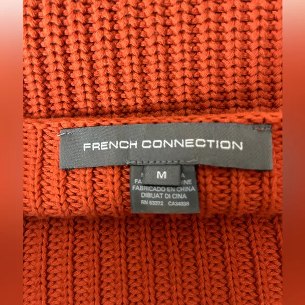 French Connection Womens burn Orange Knit Long Sleeve Sweater Stretch Top Size M - Image 5