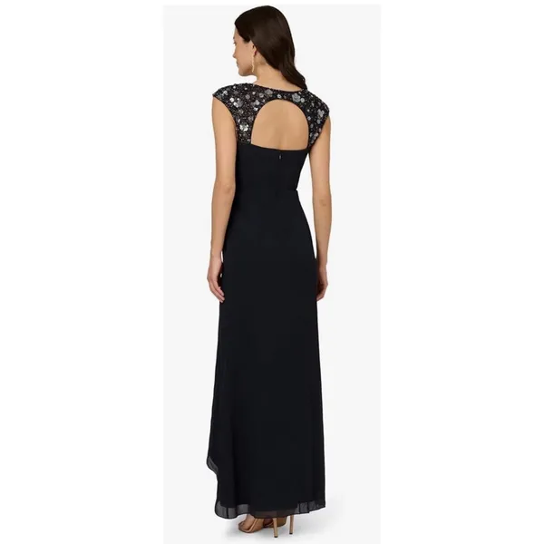 The Adrianna Papell beaded yoke chiffon gown Blue Size 4 - Image 2