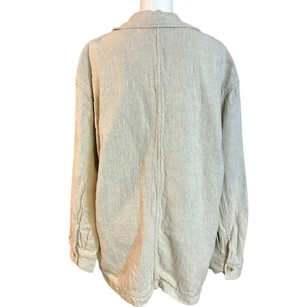 Free People Bohemian LagenLook Lucy Linen Chore Coat Neutral Natural Large - Image 12