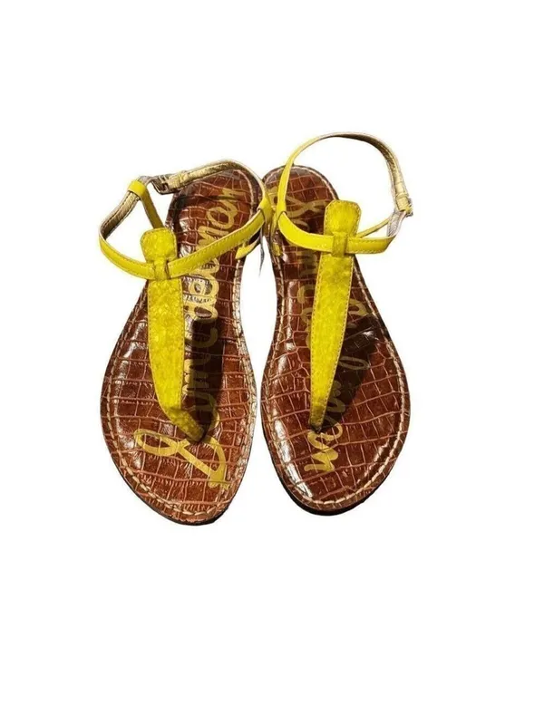 SAM EDELMAN Yellow Thong Sandals Womens 8.5 Flat Summer Trendy - Image 6