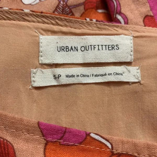 Urban Outfitters Rosie Mini Skirt Sz S Pink Orange Floral Side Zip Linen Blend - Image 5