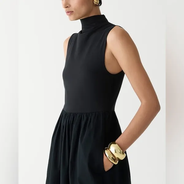 NWT J. Crew Fitted knit mockneck dress with poplin skirt - Image 2