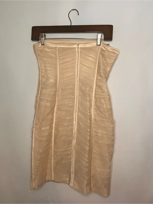 BCBG Max Azaria Strapless Ruched Sheath Dress in Ivory - Image 3