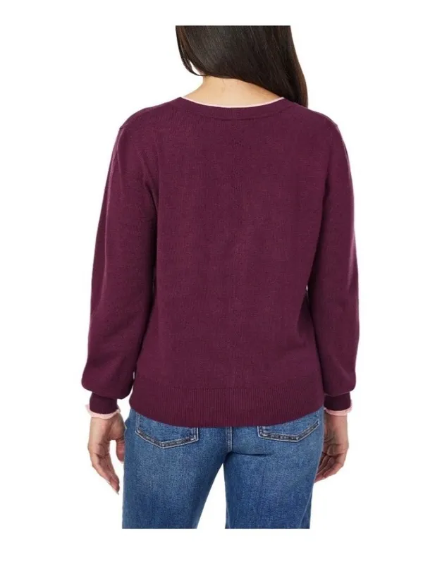 Scotch & Soda Classic Long Sleeve Cardigan Burgundy Size L Classic Preppy Fall - Image 12