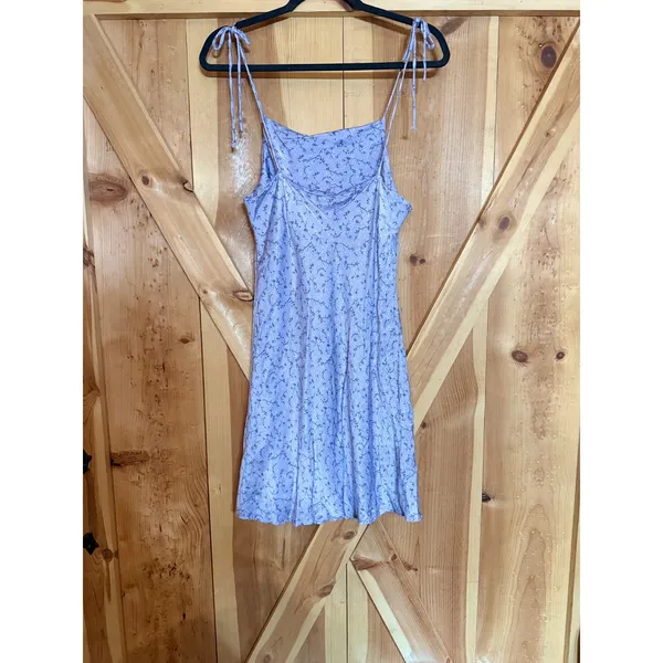 Zara Satin Straight Neck Mini Dress Lilac Floral Whimsical Fairycore Y2K Medium - Image 2