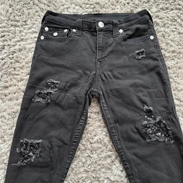 True Religion Black skinny jeans with silver studs Size 28 - Image 2