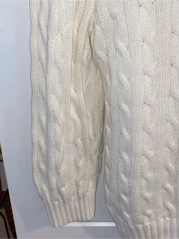 Vintage Ralph Lauren Cable Knit Turtleneck Sweater Ivory Cotton Coastal preppy - Image 9