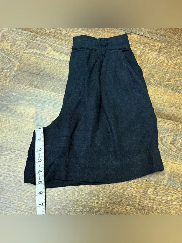 Abercrombie & Fitch Lined Black Linen Blend Pleated Shorts Women's Small Pockets - Image 9