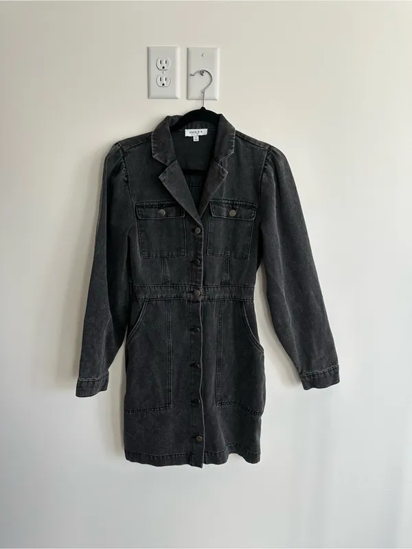 Gilli Acid Wash Denim Mini Dress Size Small - Image 4