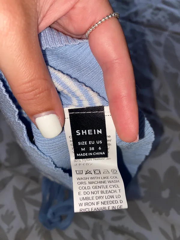 SheIn Blue And White Striped Halter Top - Image 3