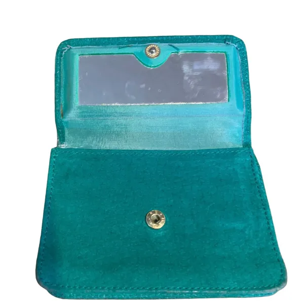 Vintage 1990'S Lillian Vernon Teal.Green Suede Change Purse Wallet - Image 6