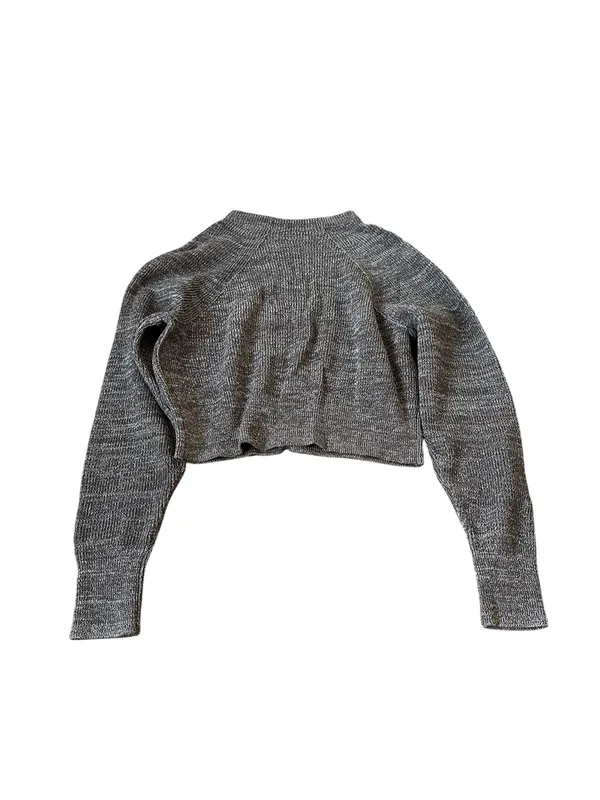 Free People Too Good Mock Neck Marled Gray Sweater Cropped Preppy Grunge - Image 10
