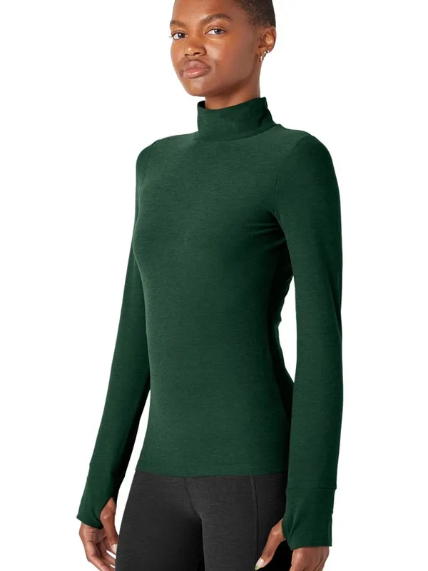 Beyond Yoga Forest Green Spacedye Captivating Turtleneck Pullover Long Sleeve - Image 3