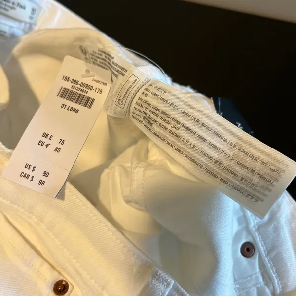 Abercrombie & Fitch Curve Love The 90s Straight Mid Rise White Jeans 31 Long NWT - Image 6