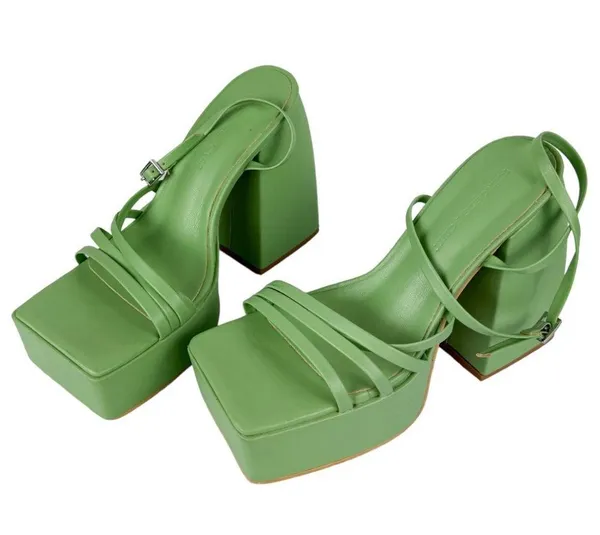 Princess Polly La Belle Platform Heels Green Sz 6 Strappy - Image 5