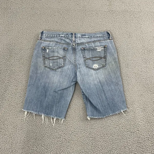 VTG Abercrombie & Fitch Jean Shorts 6 Light Wash Distressed Cut Off Bermuda Y2K - Image 5