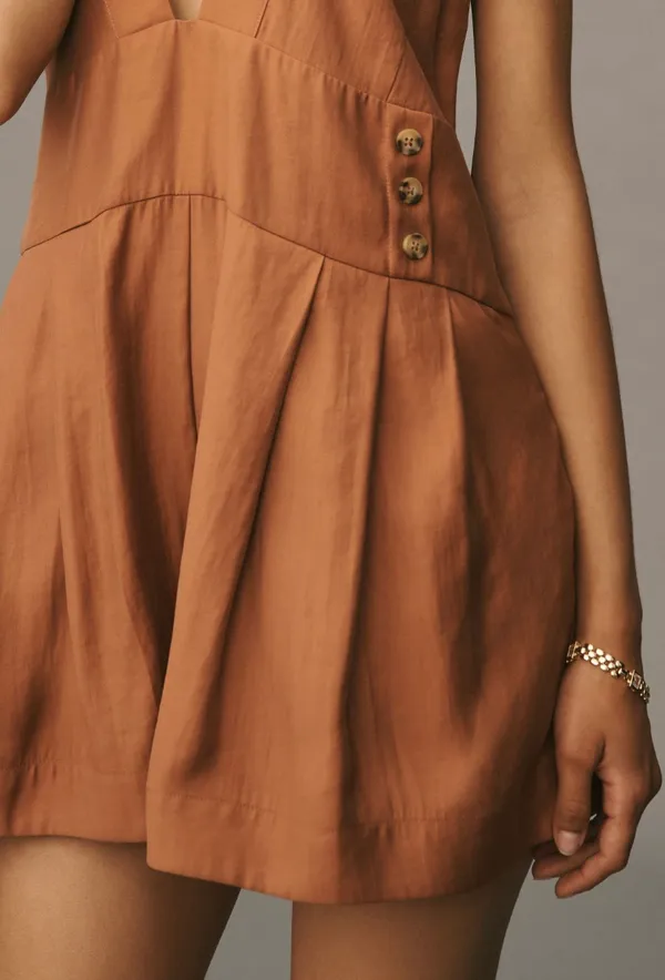 Anthropologie Sleeveless V-neck Pinafore Romper, Size S - Image 3