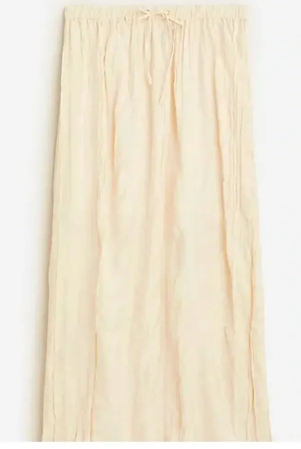 J. Crew Featherweight Crinkle Drawstring Maxi Skirt Cream Ivory Large - Image 2