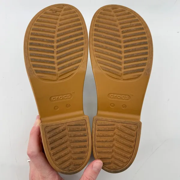 Crocs Brooklyn Woven Slide Block Heels Sandals Black Women 10 Chunky Comfy Y2K - Image 8
