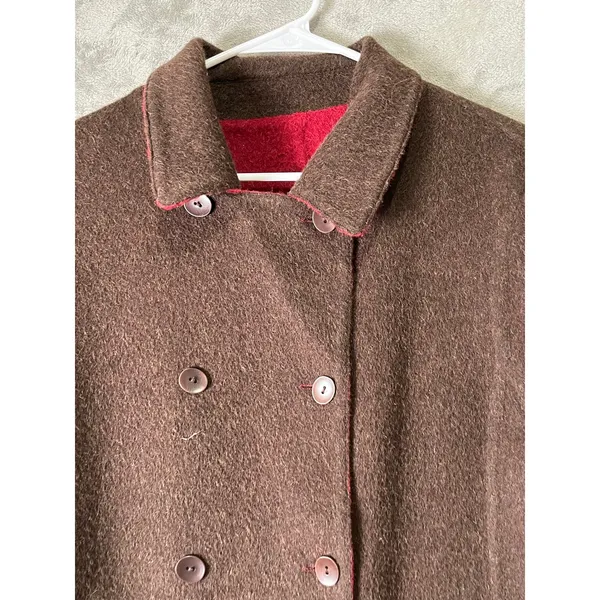 J.Jill Reversible Wool Alpaca Blend Jacket Cottagecore Equestrian Heritage Large Brown - Image 9