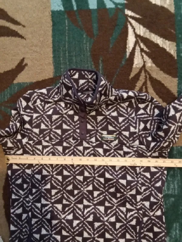 L.L.Bean & White Patterned Fleece Pullover Cabincore Gorpcore Womens L - Image 7