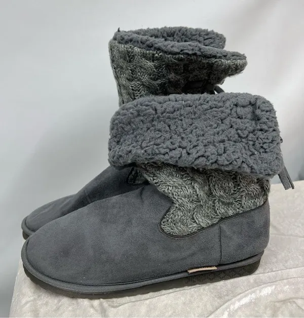 Mul Luks size 10 Grey Knit Women's sweater Boots pull on winter comfy casual - Image 4