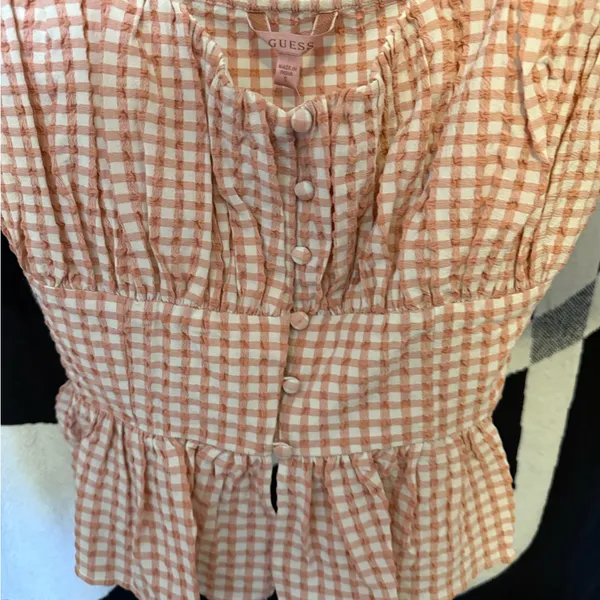 Guess orange Checkered Blouse - Image 3