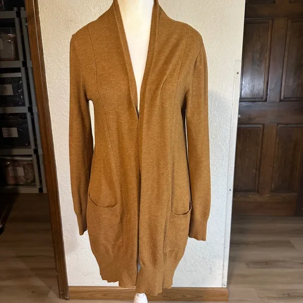Dreamers Cardigan Sweater Brown M/L‎ Womens Open Front Long Sleeve Knit T1992 - Image 4